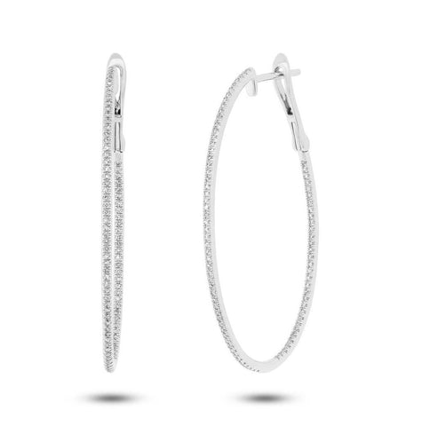 0.44 Ctw 14k White Gold Diamond Oval Hoop Earring