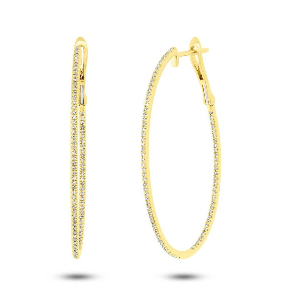 0.44 Ctw 14k Yellow Gold Diamond Oval Hoop Earring