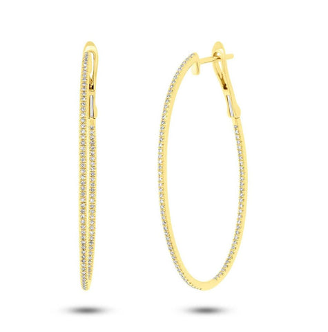 0.44 Ctw 14k Yellow Gold Diamond Oval Hoop Earring