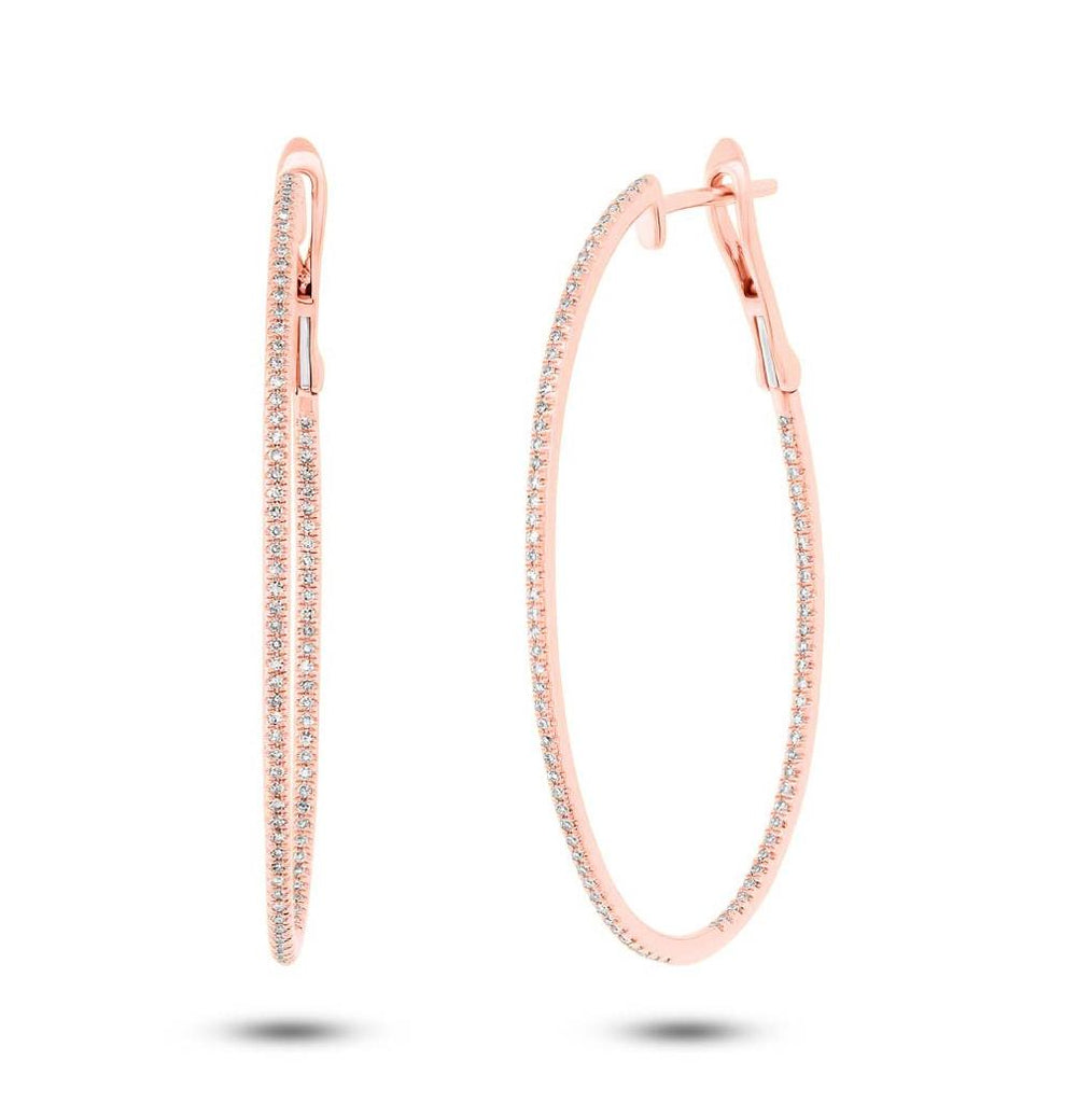 0.44 Ctw 14k Rose Gold Diamond Oval Hoop Earring