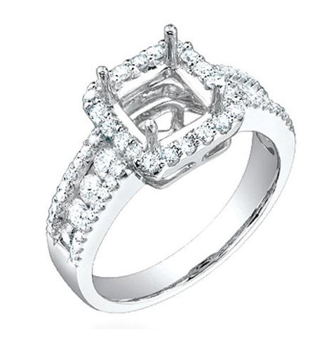0.85 Ctw 18k White Gold Diamond Semi-mount Ring