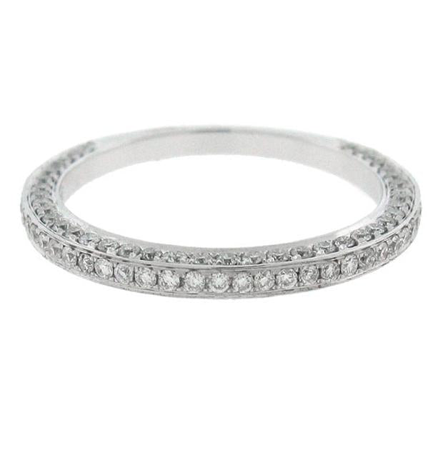 0.60 Ctw 18k White Gold Diamond Womens Band Size 7