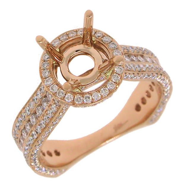 1.60 Ctw 18k Rose Gold Diamond Semi-mount Ring