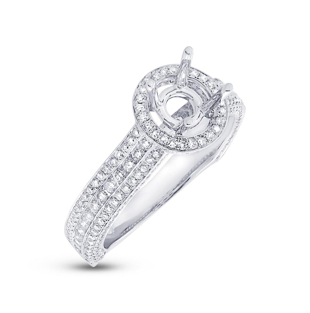 1.60 Ctw 18k White Gold Diamond Semi-mount Ring Size 8