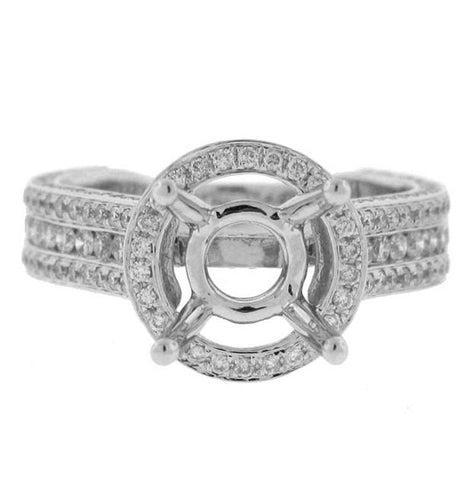 1.60 Ctw 18k White Gold Diamond Semi-mount Ring Size 6