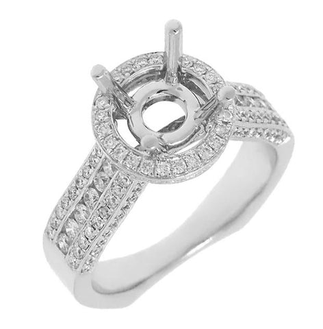 0.66 Ctw 14k White Gold Diamond Semi-mount Ring Size 6.5