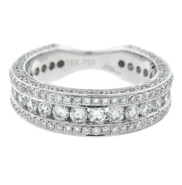 1.75 Ctw 14k White Gold Diamond Womens Band Size 6.25