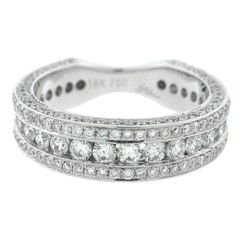 1.75 Ctw 14k White Gold Diamond Womens Band Size 6.25