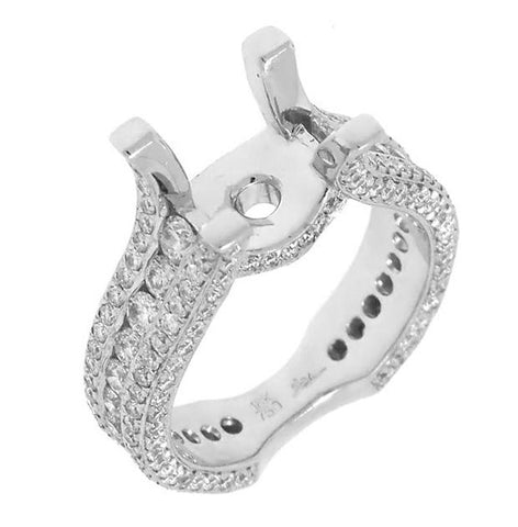 1.90 Ctw 18k White Gold Diamond Semi-mount Ring Size 5