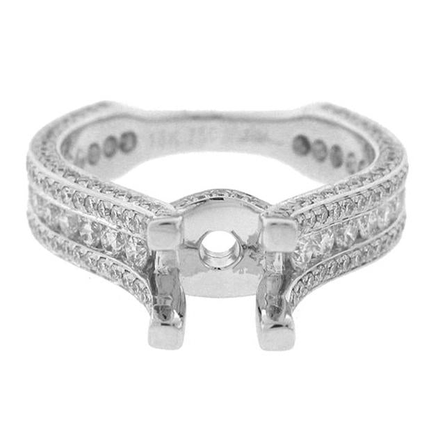 1.40 Ctw 18k White Gold Diamond Semi-mount Ring Size 6