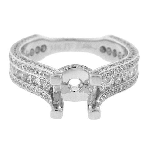 1.40 Ctw 18k White Gold Diamond Semi-mount Ring Size 7