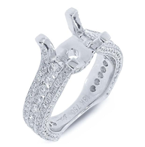 1.90 Ctw 18k White Gold Diamond Semi-mount Ring