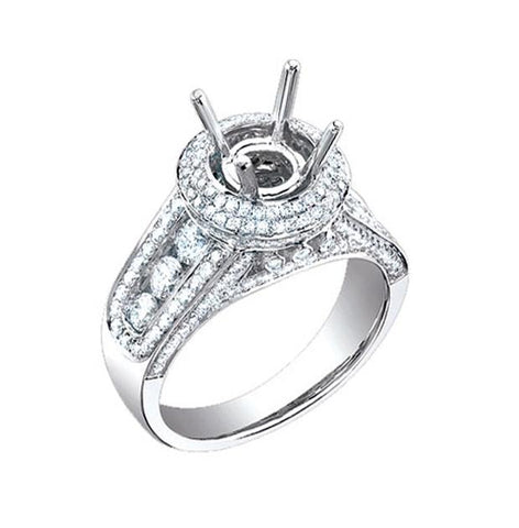 1.50 Ctw 14k White Gold Diamond Semi-mount Ring