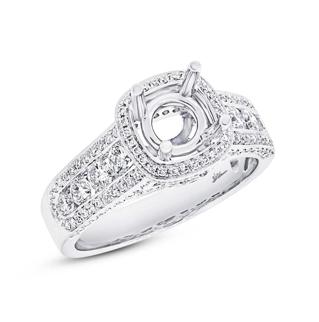 0.93 Ctw 18k White Gold Diamond Semi-mount Ring