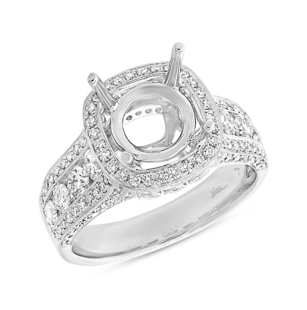 1.54 Ctw 18k White Diamond Semi-mount Ring For 3.00 Ctw Center