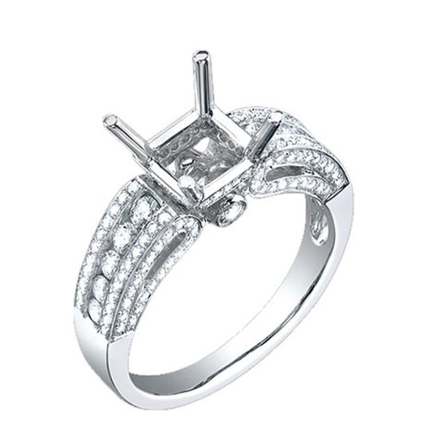 0.90 Ctw 18k White Gold Diamond Semi-mount Ring Size 7