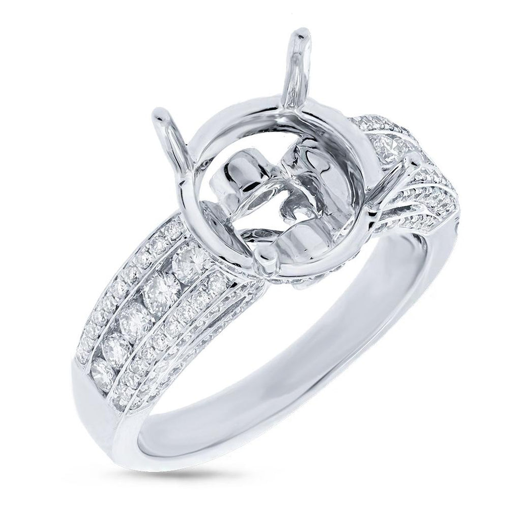 0.74 Ctw 18k White Gold Diamond Semi-mount Ring