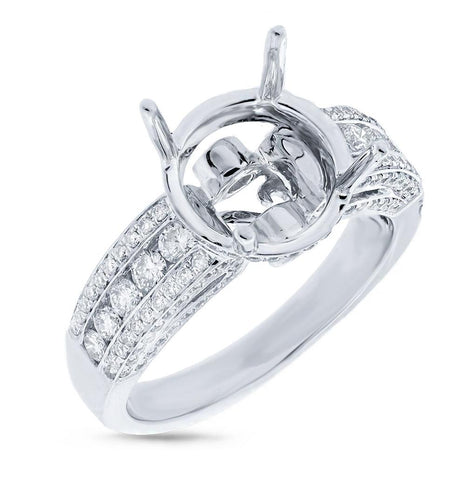0.74 Ctw 18k White Gold Diamond Semi-mount Ring