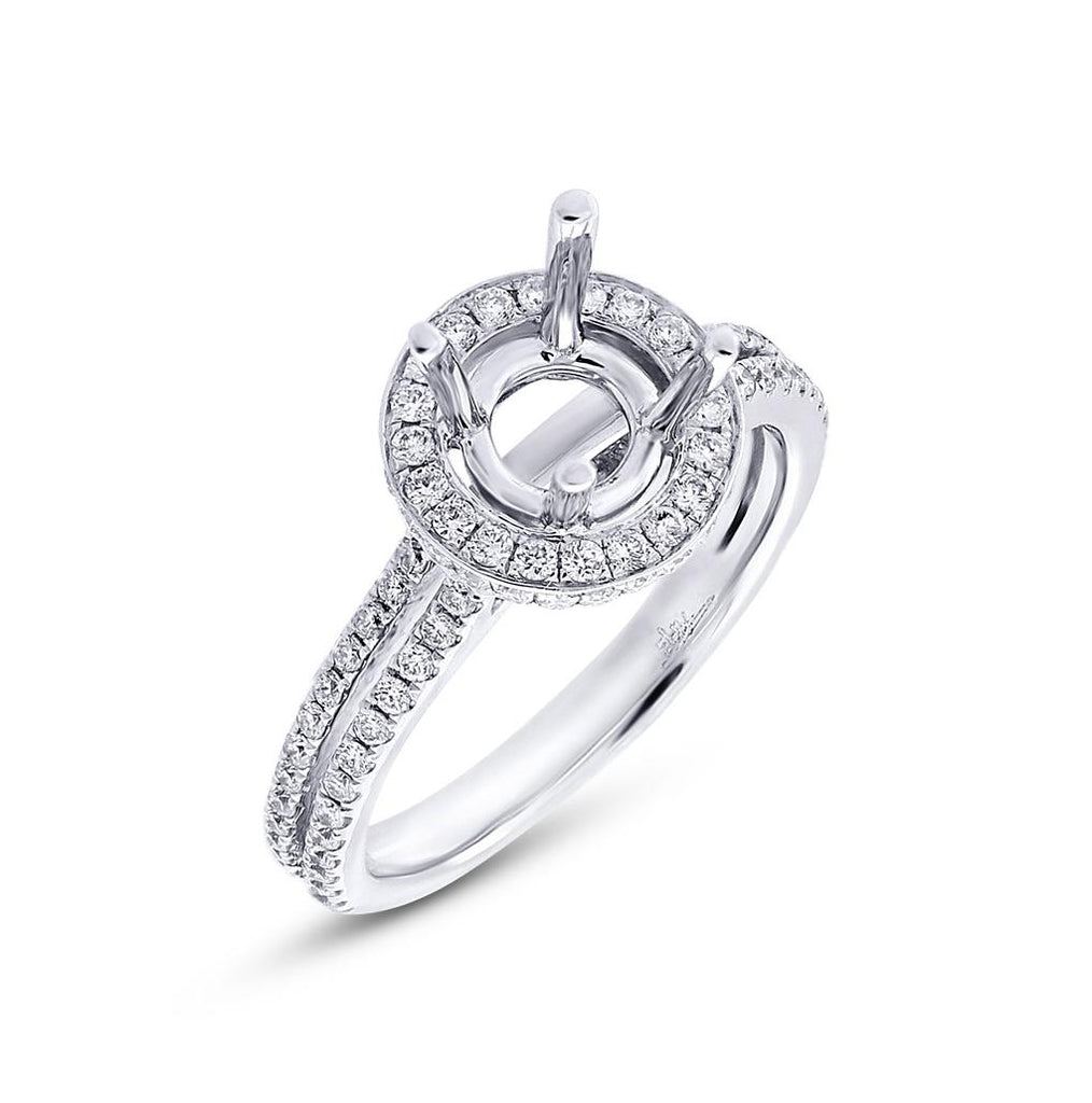 0.70 Ctw 18k White Gold Diamond Semi-mount Ring
