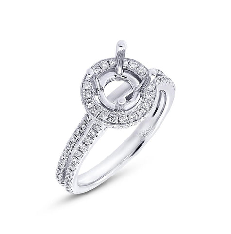 0.70 Ctw 18k White Gold Diamond Semi-mount Ring