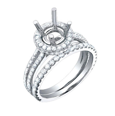 1.00 Ctw 18k White Gold Diamond Semi-mount Ring 2-pc Size 7.25