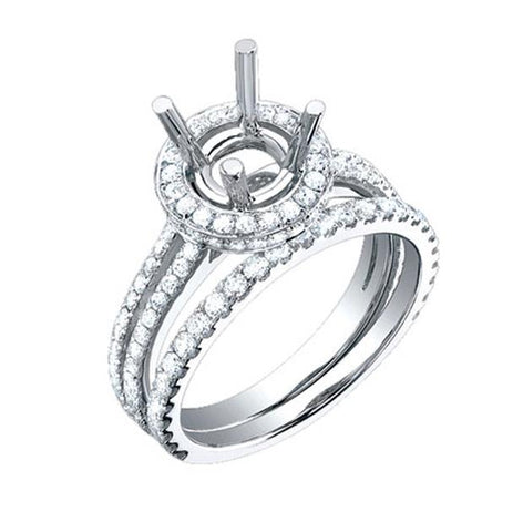 1.00 Ctw 18k White Gold Diamond Semi-mount Ring 2-pc