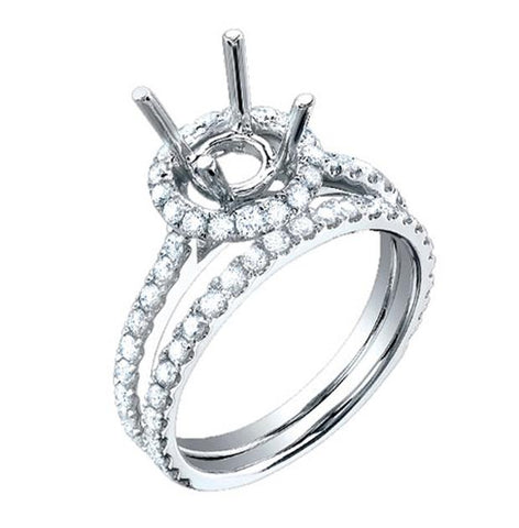 1.00 Ctw 18k White Gold Diamond Semi-mount Ring 2-pc