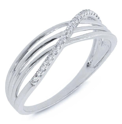 0.10 Ctw 14k White Gold Diamond Bridge Ring