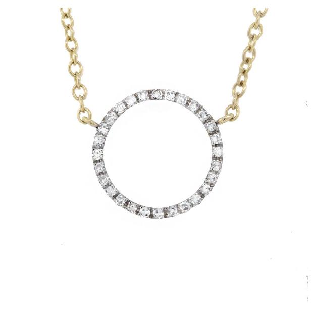 0.12 Ctw 14k Yellow Gold Diamond "o" Necklace