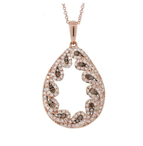 0.96 Ctw 14k Rose Gold White And Champagne Diamond Pendant Necklace With 18 Inch Chain