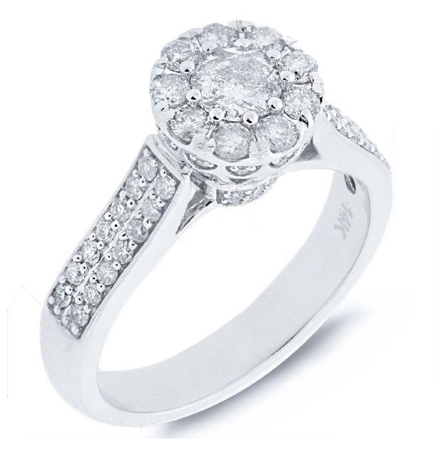 1.04 Ctw 14k White Gold Diamond Womens Ring