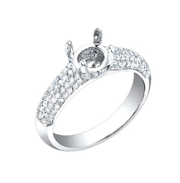 0.55 Ctw 18k White Gold Diamond Semi-mount Ring