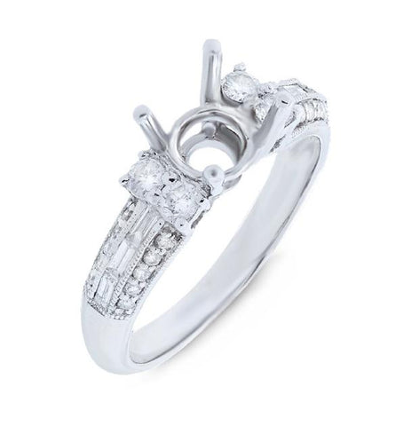 0.55 Ctw 18k White Gold Diamond Semi-mount Ring