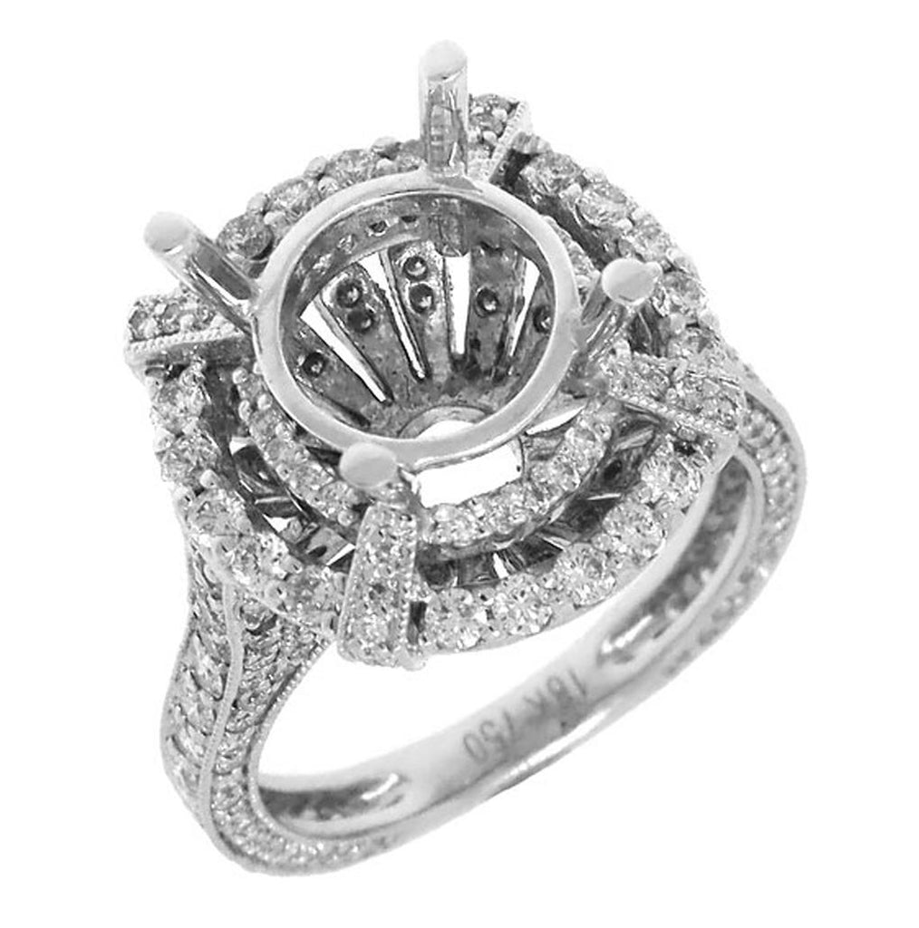 1.70 Ctw 18k White Gold Diamond Semi-mount Ring Size 4.75