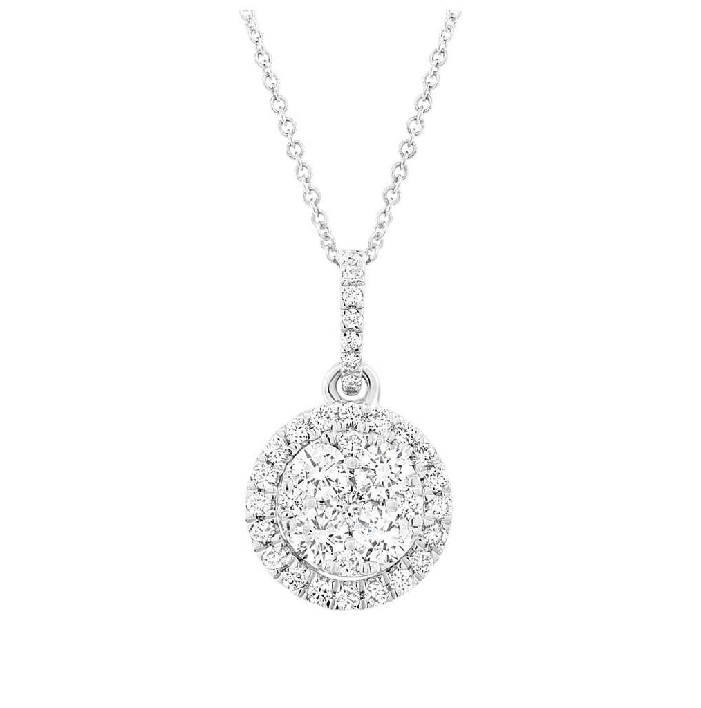 0.50 Ctw 14k White Gold Diamond Cluster Pendant Necklace With 18 Inch Chain