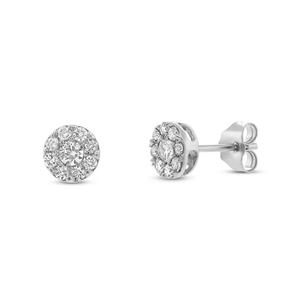 0.48 Ctw 14k White Gold Diamond Cluster Stud Earring