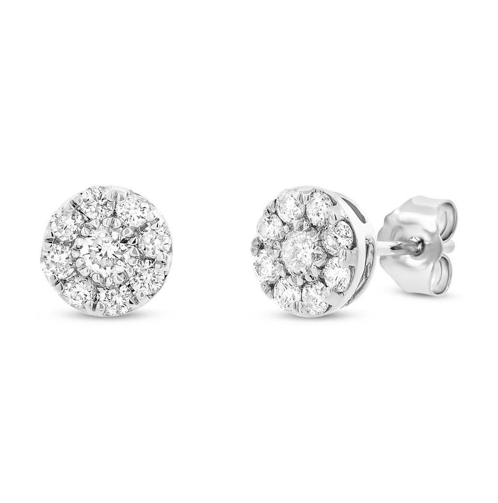 0.75 Ctw 14k White Gold Diamond Cluster Stud Earring