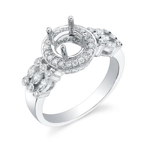 0.65 Ctw 18k White Gold Diamond Semi-mount Ring