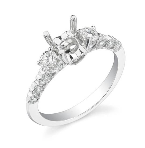 0.45 Ctw 18k White Gold Diamond Semi-mount Ring