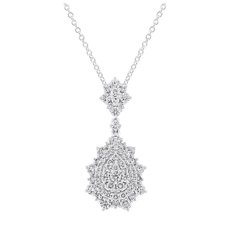 1.93 Ctw 18k White Gold Diamond Pendant Necklace With 18 Inch Chain