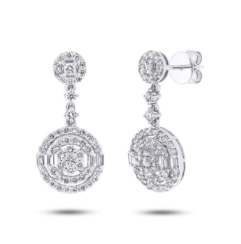 1.57 Ctw 18k White Gold Diamond Earring