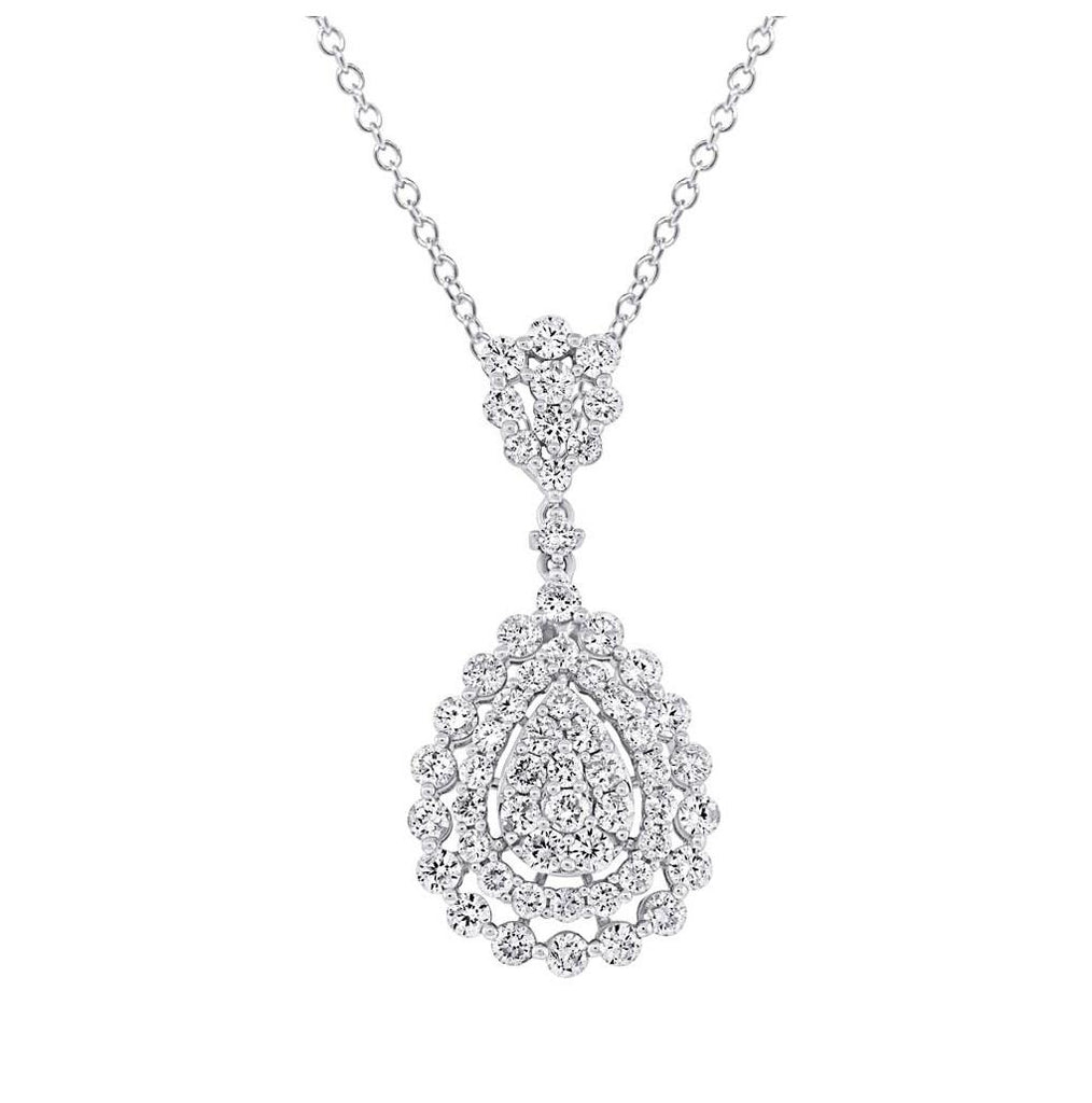 2.00 Ctw 18k White Gold Diamond Pendant Necklace With 18 Inch Chain