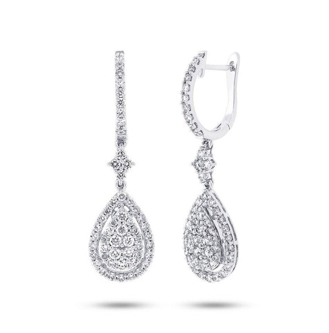 1.82 Ctw 18k White Gold Diamond Pave Earring