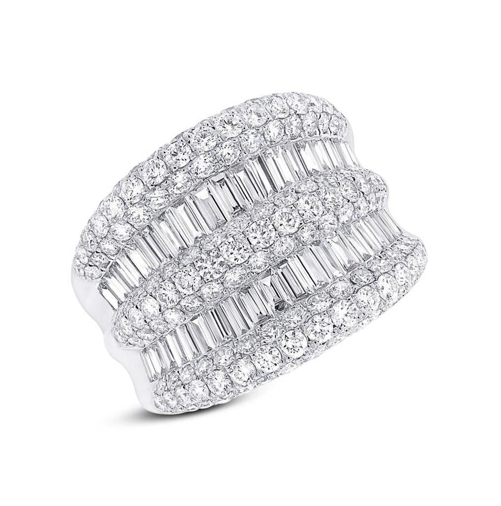 3.33 Ctw 18k White Gold Diamond Baguette Womens Ring