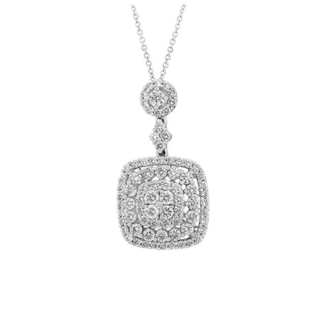 1.84 Ctw 18k White Gold Diamond Pendant Necklace With 18 Inch Chain