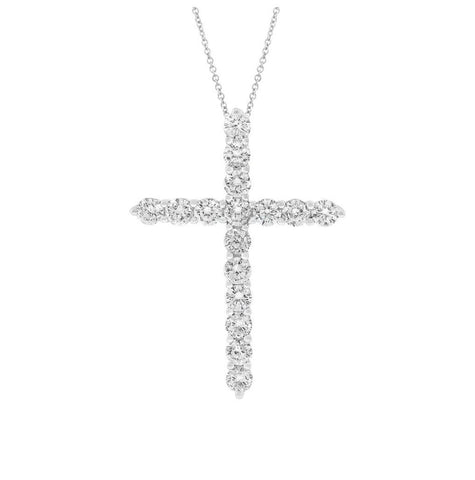 1.07 Ctw 18k White Gold Diamond Cross Pendant Necklace With 18 Inch Chain