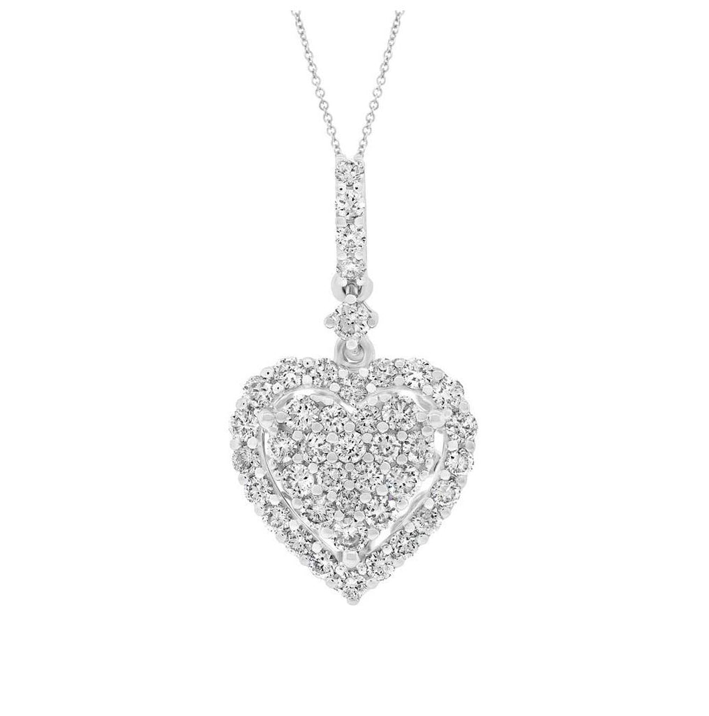 0.67 Ctw 18k White Gold Diamond Heart Pendant Necklace With 18 Inch Chain