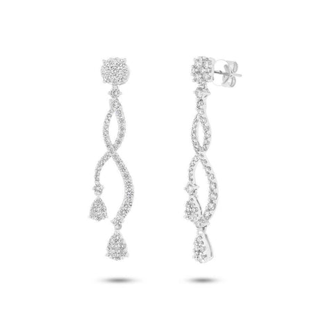 2.97 Ctw 18k White Gold Diamond Earring