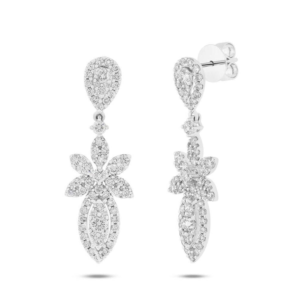 2.37 Ctw 18k White Gold Diamond Earring