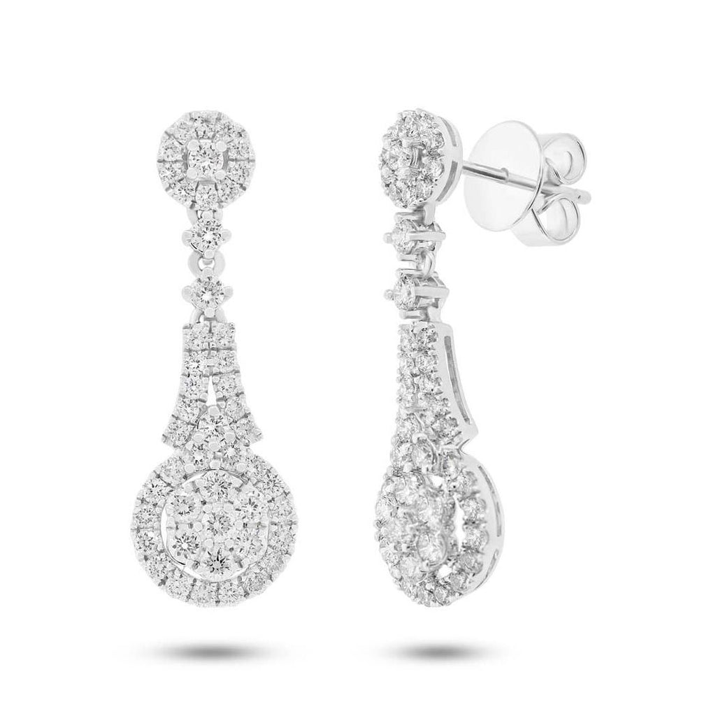 1.44 Ctw 18k White Gold Diamond Earring